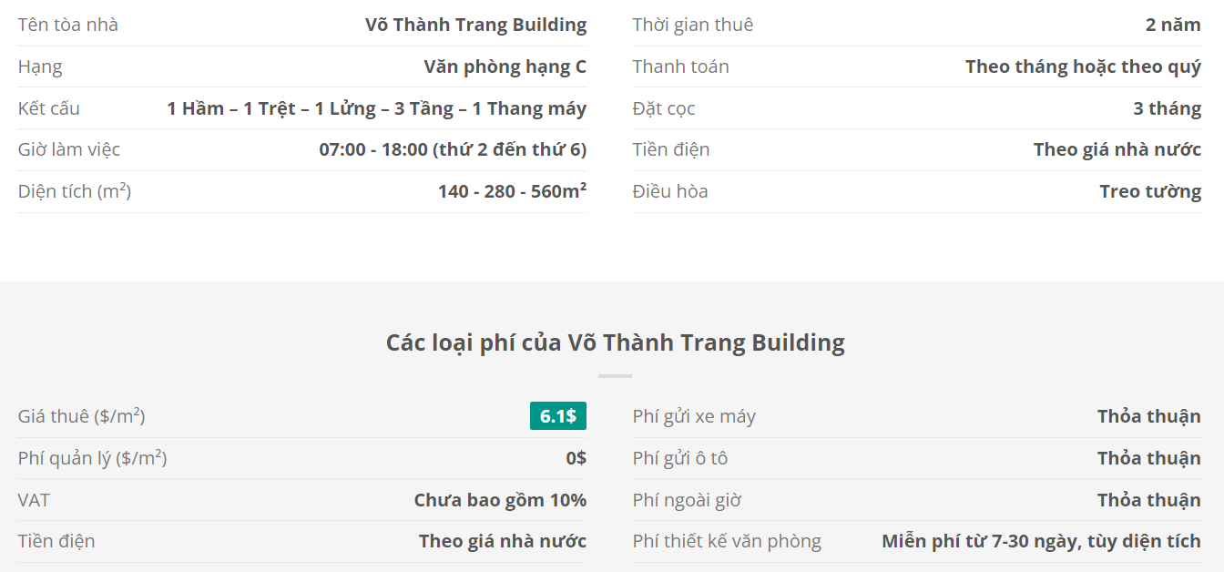 Danh sách khách thuê văn phòng tại tòa nhà Võ Thành Trang Building, Quận Tân Bình