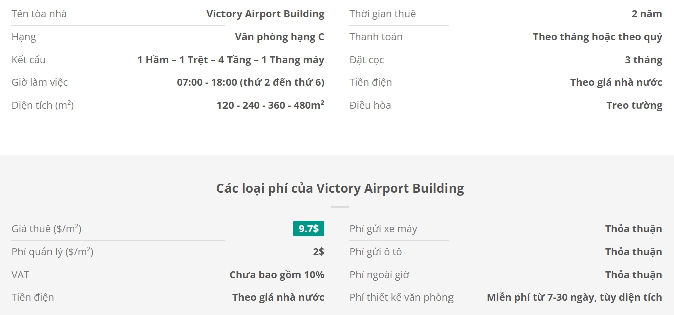 Danh sách khách thuê văn phòng tại tòa nhà Victory Airport Building, Lam Sơn, Quận Tân Bình