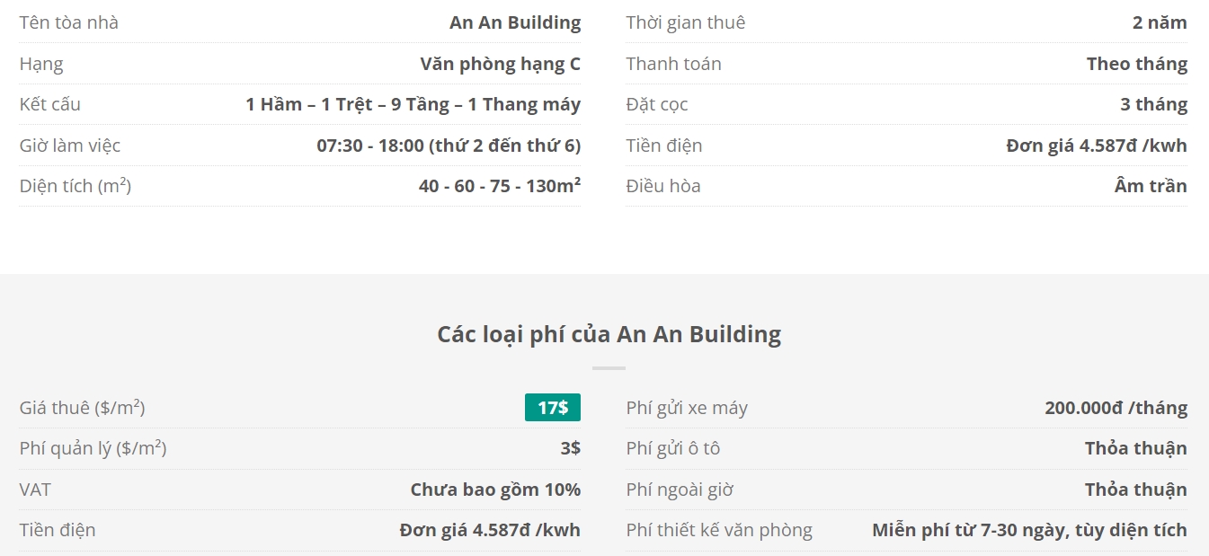 Danh sách khách thuê văn phòng tại tòa nhà An An Building, Trần Đình Xu, Quận 1