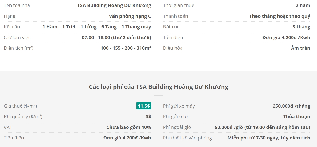 Danh sách khách thuê văn phòng tại tòa nhà TSA Building Hoàng Dư Khương, Quận 10