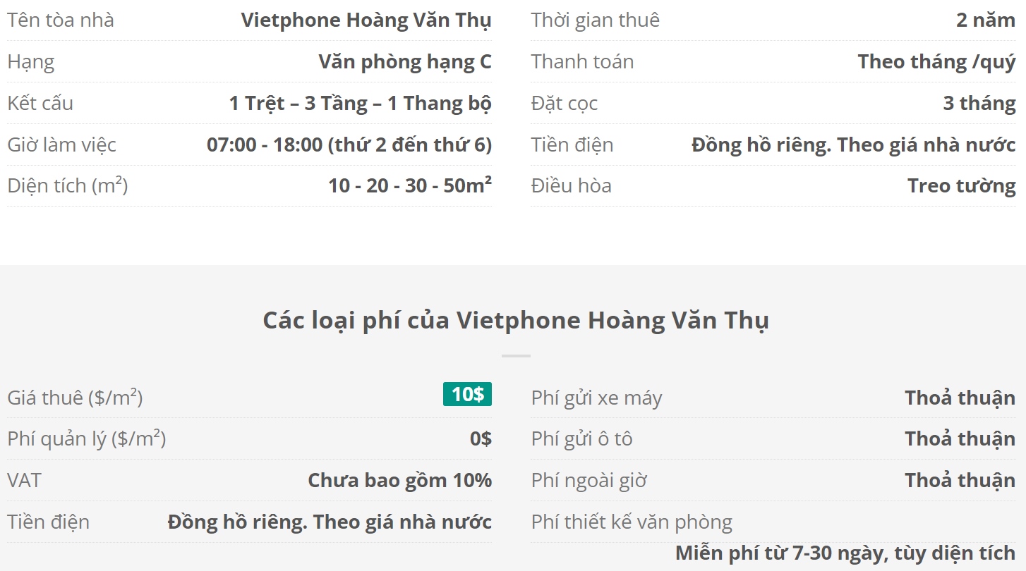 Danh sách khách thuê văn phòng tại tòa nhà Vietphone Hoàng Văn Thụ, Quận Phú Nhuận